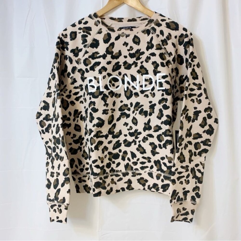 Brunette The Label BLONDE Leopard Crew Sweatshirt S/M NWT